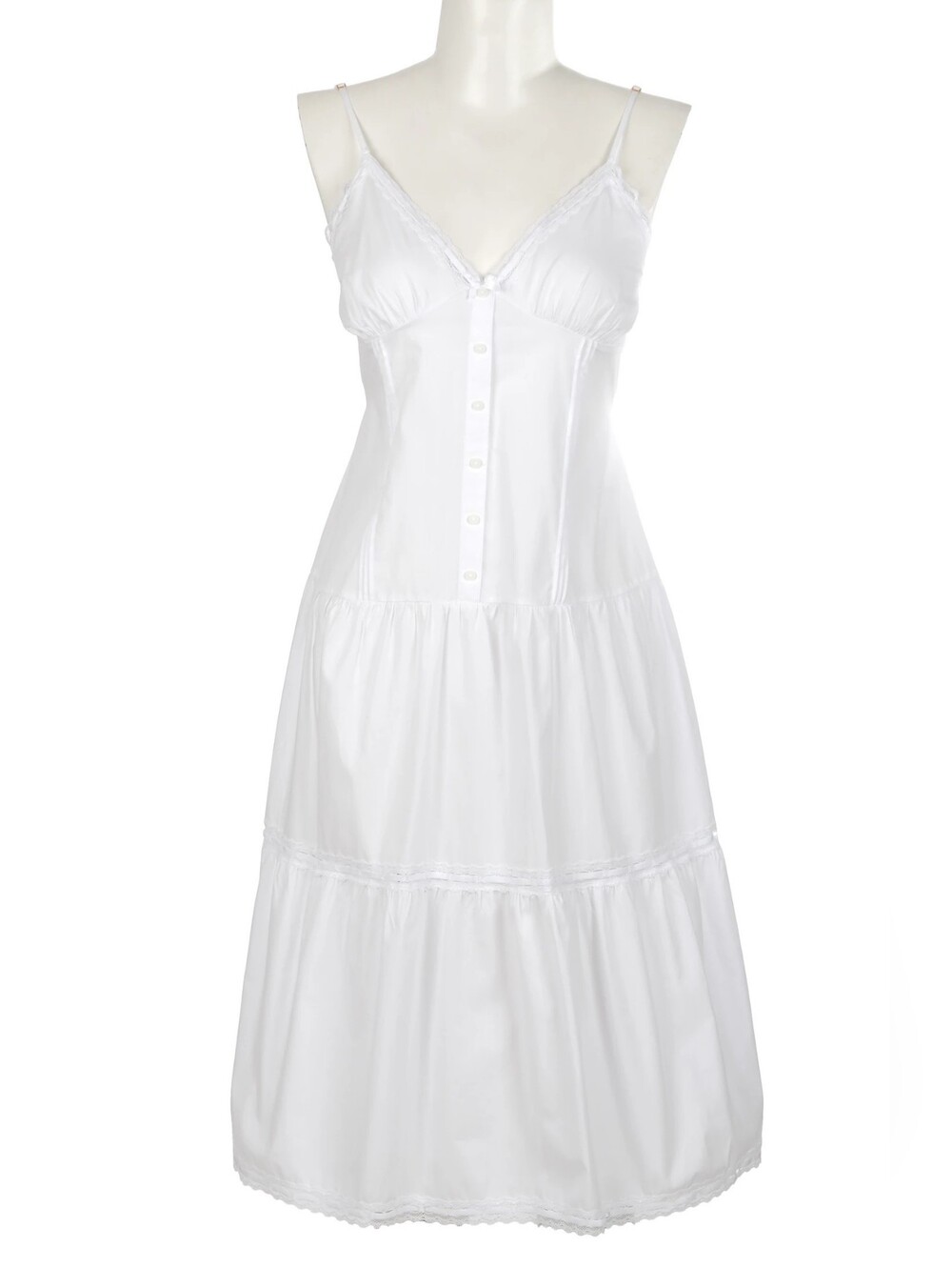 VS PINK x Frankies Bikinis White Cotton Poplin Lace & Ribbon Trim Maxi Dress XXL